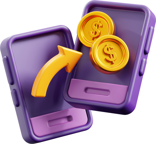 3D Render Money Transfer